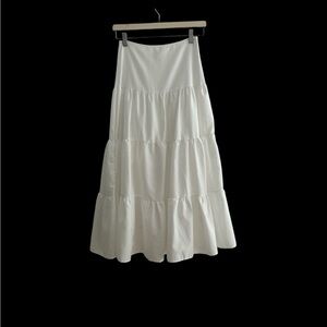 Chic White Tiered Midi Skirt